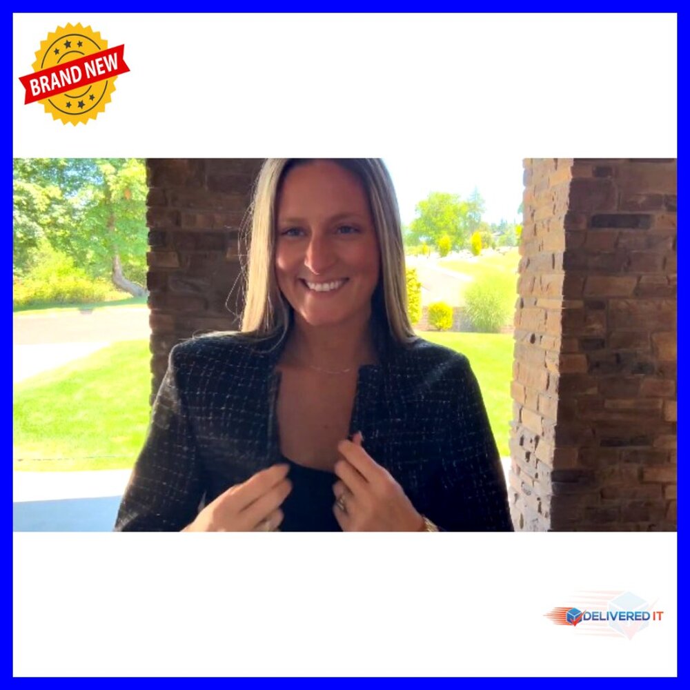 Polyester Tweed Blazer Jacket Open Front Lined Pr… - image 7